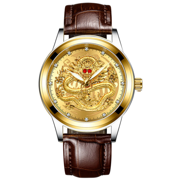 Vuxna vit watch Easy Reader 50 m vattentät watch för alla hjärtans dag präglade klockor brown intermedium gold