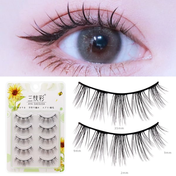 Faux Eyelashes Natural Look Wispy Extension Långa Fransar Lösögonfransar för kvinnor 5 pairs-box