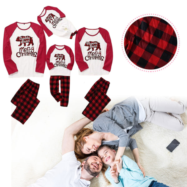 Familjematchande kläder för jul Pyjamas Set Bear printed nattkläder child 10-11years old