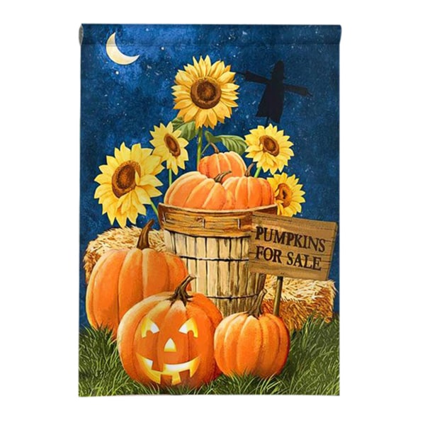 Halloween solrospumpaflagga UV- och blekningsbeständig trädgårdsflagga utomhusgård 100x75cm