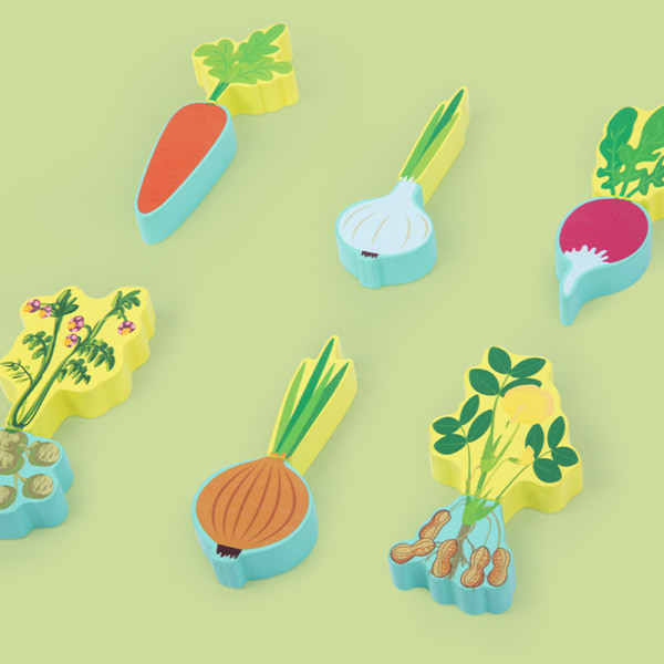 Träpusselleksak Vegetabiliskt kognitivt pussel Trästicksåg Baby leksak vegetable garden
