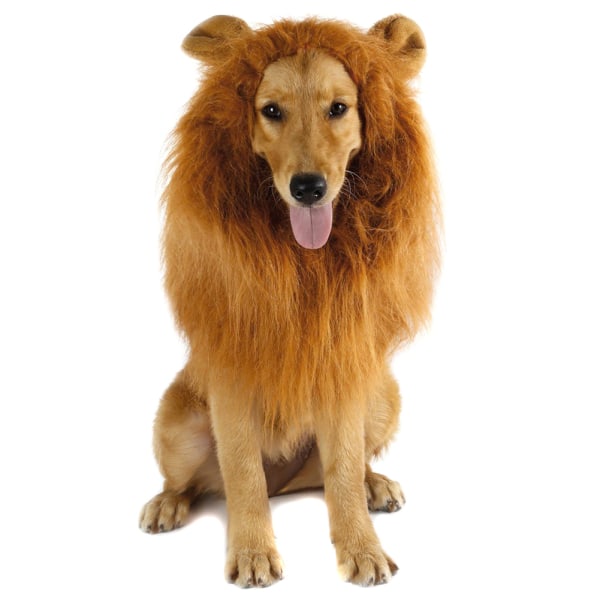 Lion Mane Peruk med öron för stora hund Halloween kläder Fancy Dress Up Husdjur kostymtillbehör default