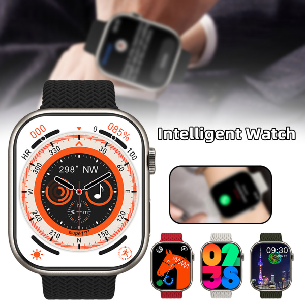 Squared Dial Bluetooth-kompatibel Smartwatch Light Tunn anti-scratch Screen Klockor för Androids IOS-telefoner black