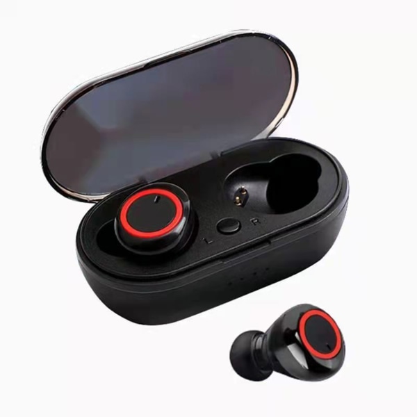 Bluetooth-kompatibla trådlösa headset Mini In-ear sporthörlurar för skola och kontor black red