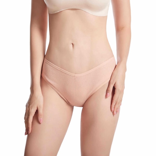 Damunderkläder Stretch Ribb T-rygg hög midja bomullstrosa Bekväma bikinitrosor pink xl