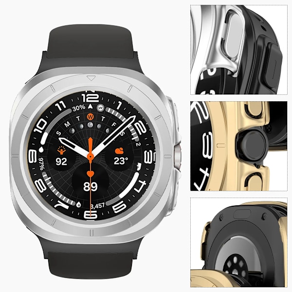 PC-skal för Samsung Galaxy Watch 7 Ultra 47mm Härdat Glas Anti-repa Skärmskydd Stötfångare Skyddande Fodral Tillbehör Style-1 P Watch 7 Ultra 47mm