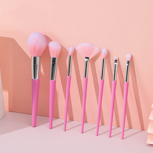 Case Brush Princess Series 7 Makeupborste Professionella sminkverktyg pink