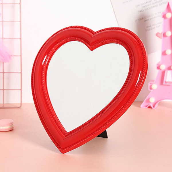 Heart Shape Makeup Mirror Desktop Sminkspegel med Stativ Söt Sminkspegel för pink