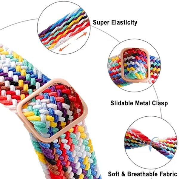 Flätat Loop-armband för Apple Watch Rem 46mm 44mm 40mm 45mm 41mm 42mm Ultra 49mm Elastiskt Armband IWatch Serie 10 9 8 7 6 SE 5 deep blue silver 38-40-41mm-S10-42mm