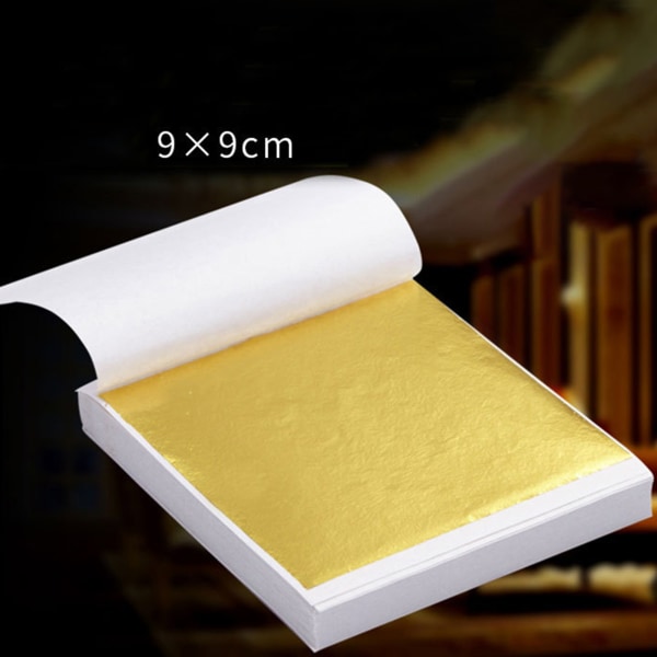 100 st metallisk guldfolie bladpapper hållbart anti-sprick guldfolie ark för Slimes Naglar Ansikte Ögon Hår b gold