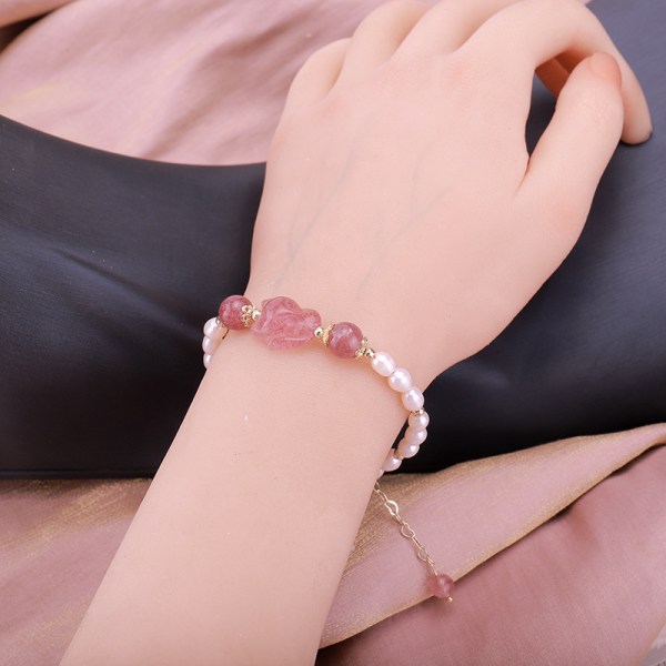 Fox Lucky Transfer Pearl Armband för kvinnor Flickor Beaded Elastisk Hand Chain Stretchy as show