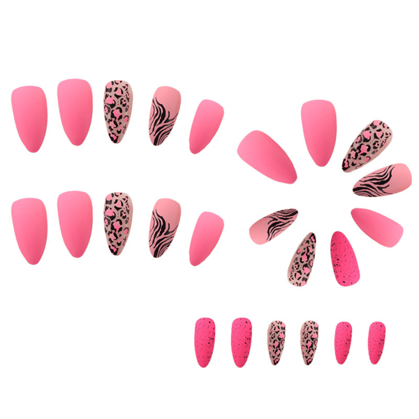 Konstgjorda naglar i leopardmönster Hållbara, heltäckande cover för dagligt bruk jelly glue model