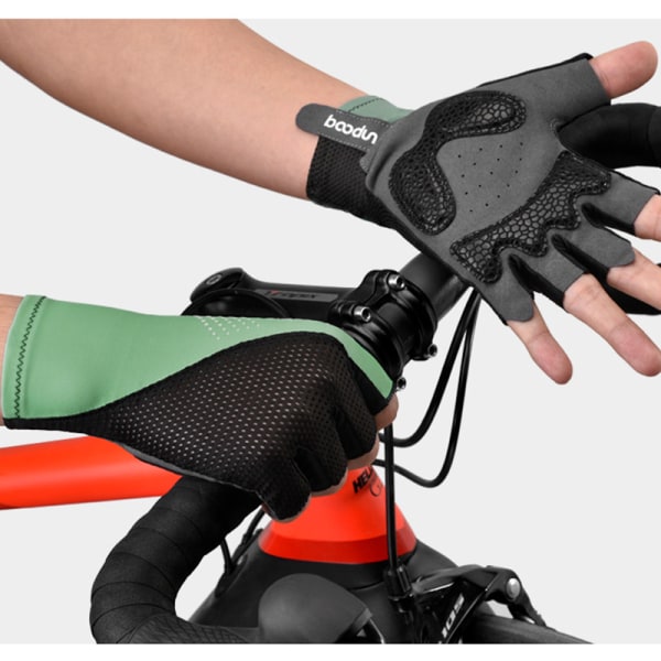 Halkfria halvfingerhandskar med handledsstöd Vadderade Fitness Kort öppet finger black green m