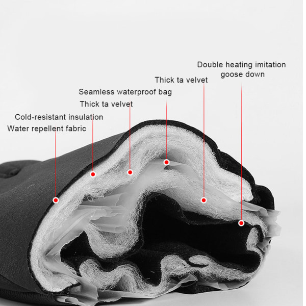 Extra tjocka PU Palms Skidhandskar Vintersnö Utomhussport Kvinnor Män Varm snöskoter black l