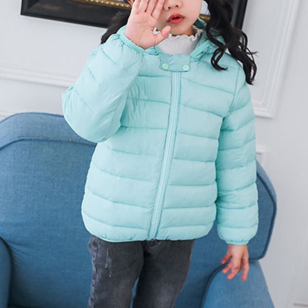 Kid's Winter Puffer Jacka Söt Bear Ear Hood Design Kort kappa Dragkedja orange 115cm