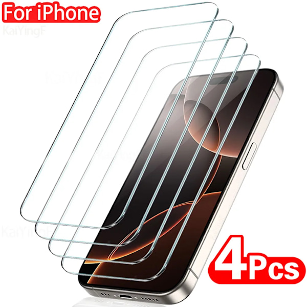 4 st Full Cover Härdat Glas För iPhone 16 15 14 13 12 11 Pro Max Mini Skärmskydd För iPhone 7 8 Plus X XS Max XR Glas For iPhone 13 4 pieces