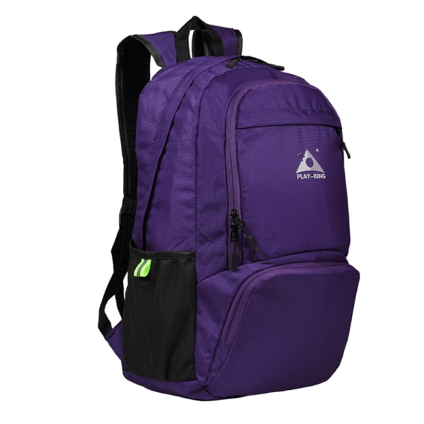 Utomhusryggsäck Lättvikts vikbar väska med stor kapacitet för vandring purple