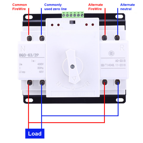 Dual Power Automatic Transfer Switch Elektronisk komponentbyte Power för nödljuskontroll 2p6a