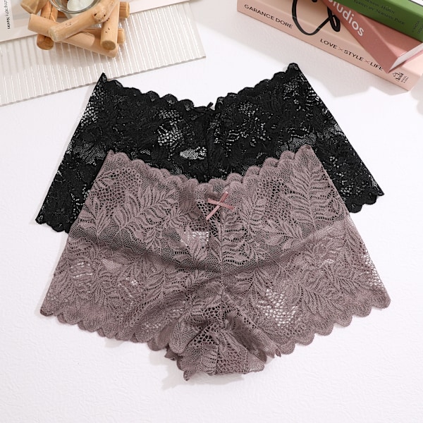 3 st Sexiga Blomspets Trosor Dam Underbyxor Låg Midja Mjuka Underkläder Bekväma Kvinnliga Underkläder Trosor för Tjejer S-XL Set2 XL