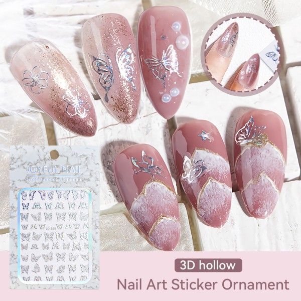 3D Hollow Nail Stickers Butterfly Decals Ripple Print för Nail Art Decoration 869