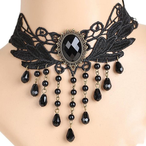 Kvinnors hänge halsband nyckelben kedja halsband smycken gåva justerbar black