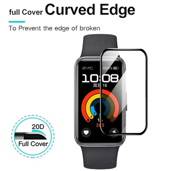 1-5ST 3D Böjt Härdat Glas För Huawei Band 9 8 7 6 Smartwatch Skärmskydd för Huawei Band 8 7 6 Band9 Skyddsfilm Orange For Huawei band 6