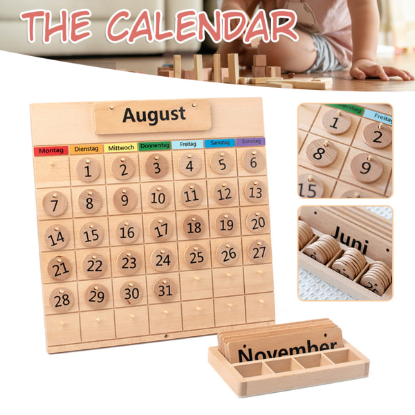 Trä evighetskalender Personlig kalenderprydnad Barn Tidig pedagogisk kalender wooden calendar