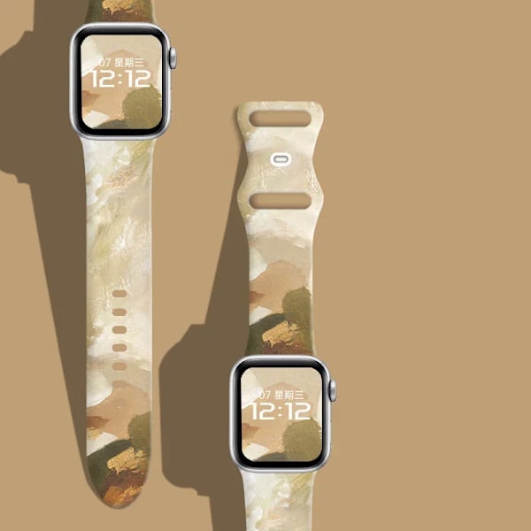 Svart Unity-armband för Apple Watch-armband 44mm 45mm Ultra 2 49mm 41mm 40mm Tryckt silikon leopardarmband iWatch 9 8 7 6 5 4 SE 13 camouflage colors 41mm 40mm 38mm