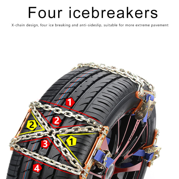 Hjuldäck Snö Antisladdkedjor för bil lastbil SUV Winter Universal Ices-Breaker Outdoor 2pcs