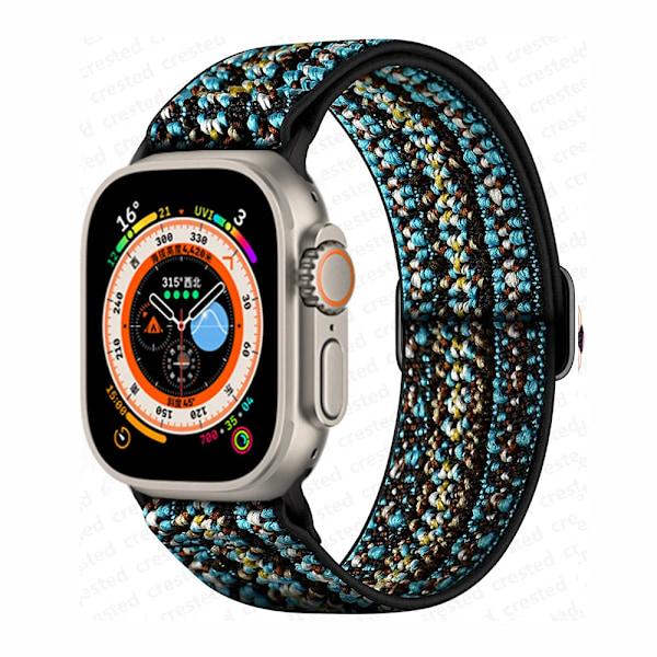 Scrunchie Armband för Apple Watch Band 45mm 44mm 40mm 41mm 42mm 46mm 49mm Elastiskt Nylonarmband iWatch serie 10 9 8 7 se Ultra 2 Bohemia tourquise 42mm 44mm 45mm 49mm