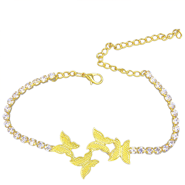 Butterfly Anklet Armband Alloy Rhinestone Wrist Ankel Chain Eleganta smycken gold