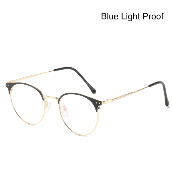 Bluelight-blockerande glasögon platt lins med missfärgad retrostil rund tunn ram för dator a