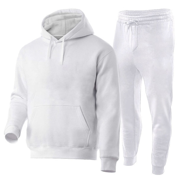 2 delar/ set Fitness träningsoverall för män Casual Sportbyxor Topp Sweatsuit Huvtröja Set grey 3xl