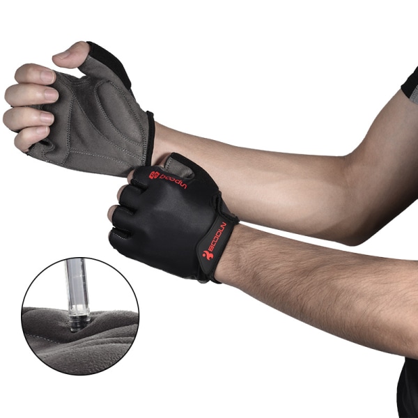 Silikondesign Halkfria halvfingerhandskar med handledsstöd Vadderad Fitness black l