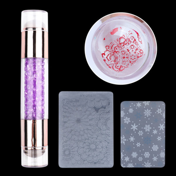 Nail Art Jelly Stamper Set Nail Art Jelly Soft Silikon Print Stamp DIY Manikyr purple