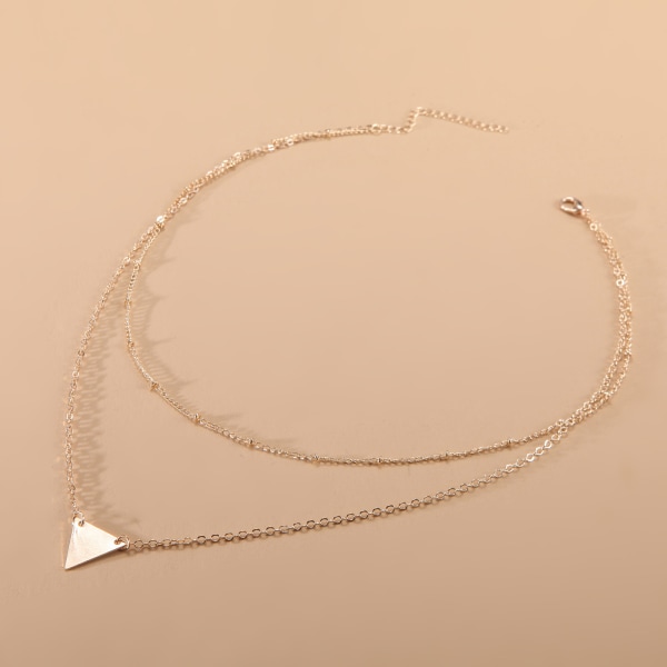 Fashionabla och enkelt triangelpaljettkopparpärlor kedja flerlagers kort halsband gold