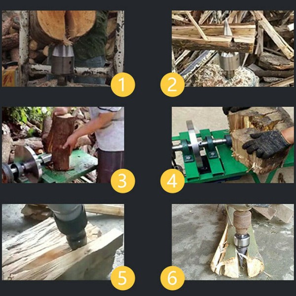 Vedmaskin Borrmaskin Träbrottsstansborrkrona Split Woodwork Cone Drilling Tool hex shank