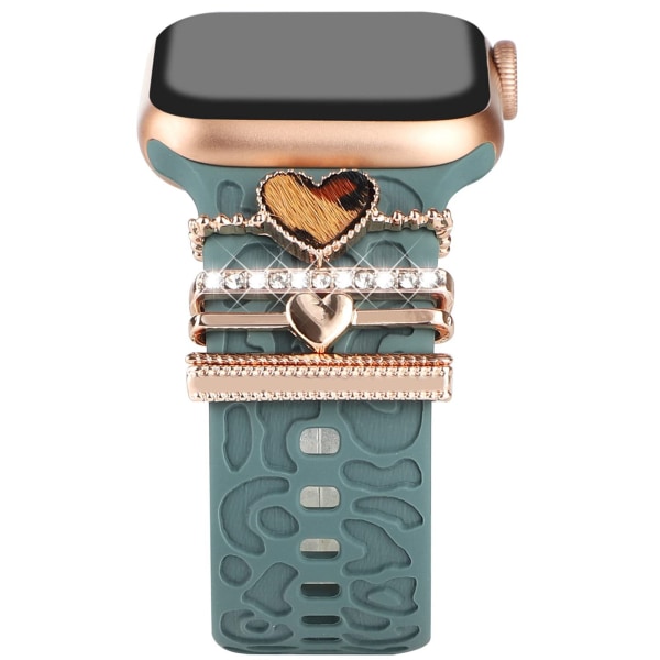 Dekorativa kärleksringar Slingor Silikonläderband Berlocker Smycken Ornament för Huawei Smart Watch Band rose gold love leopard