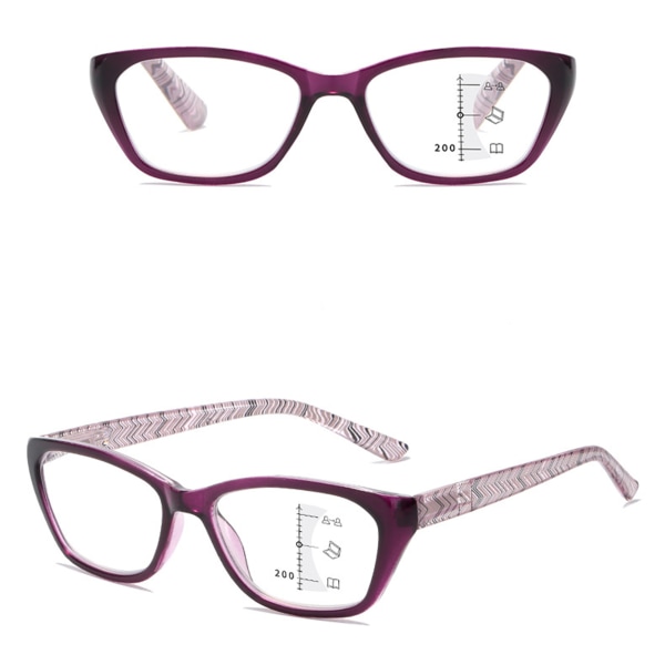 Blåljusblockerande läsglasögon Ultralätta progressiva multifokala presbyopiska glasögon för män och kvinnor läsare purple box 200