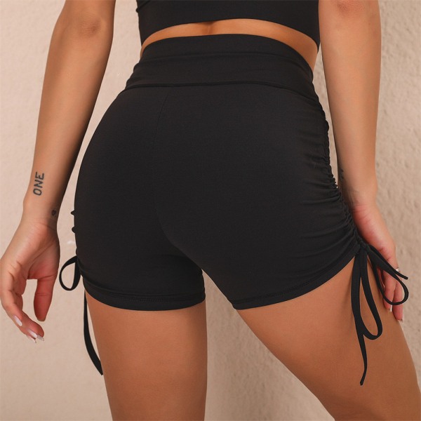 Träningskläder High Waist Gym Yoga Dragsko Side Shorts Sets Höftlyft black m