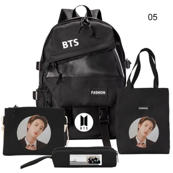 4st/ set BTS-tema Casual ryggsäck/crossbodyväska/handväska med pennväska Set white 8