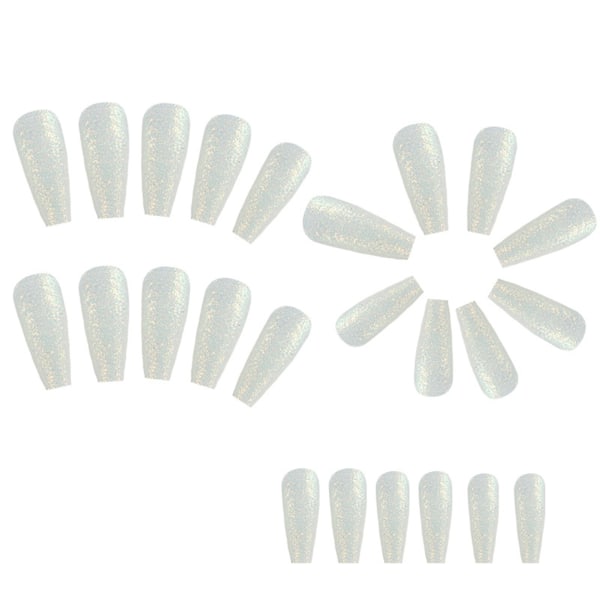Silverglänsande press-på-naglar Snygg design-press-på-naglar för Finger Nail DIY hemma jelly glue model