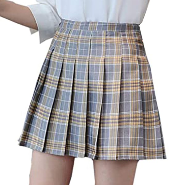 Flickor Kvinnor Hög midja Vanlig plisserad kjol Skater Tennis School Uniformer A-linje pink xs b