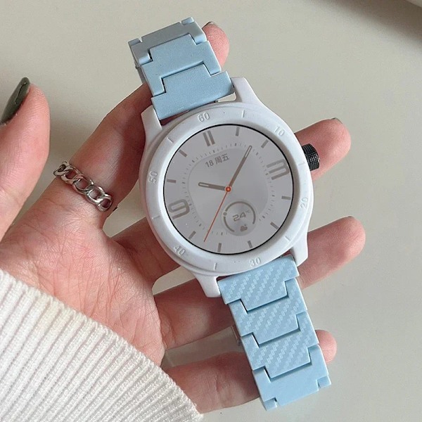 20 22mm Kolfiberarmband För Samsung Galaxy 4 5/Classic 46mm/Active 2 40mm/44mm Gear S3 Armband Huawei Watch GT/2e/3/Pro Band 10 Sky blue Huawei GT-2-2e 42mm