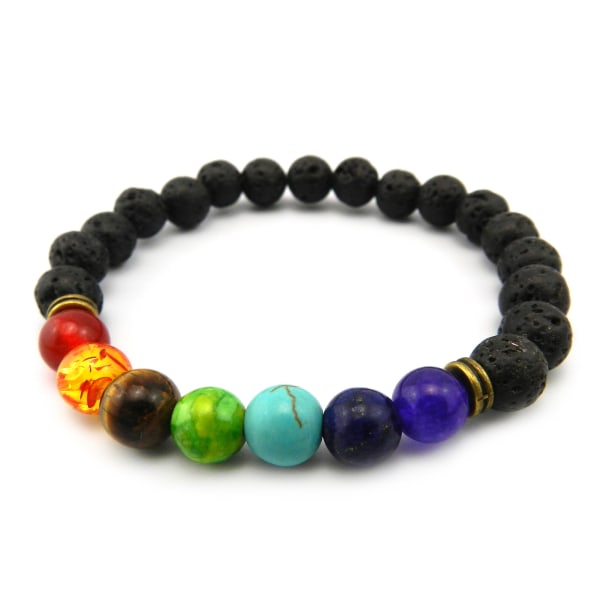 7 Chakra Beaded Armband Natural Lavas Stone Diffuser Armband för unisex 6