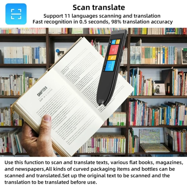 Smart Voice Scan Translator Pen Multifunktionsöversättning Språköversättare i realtid för affärsresor black