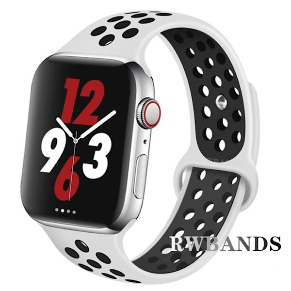 Sportarmband för Apple Watch Band 46mm 44mm 40mm 42-38-41mm 45mm Andningsbart Armband iWatch Series 10 9 8 7 6 SE 5 3 Ultra 2 49mm 21 white black 38 40 41 S10-42mm SM
