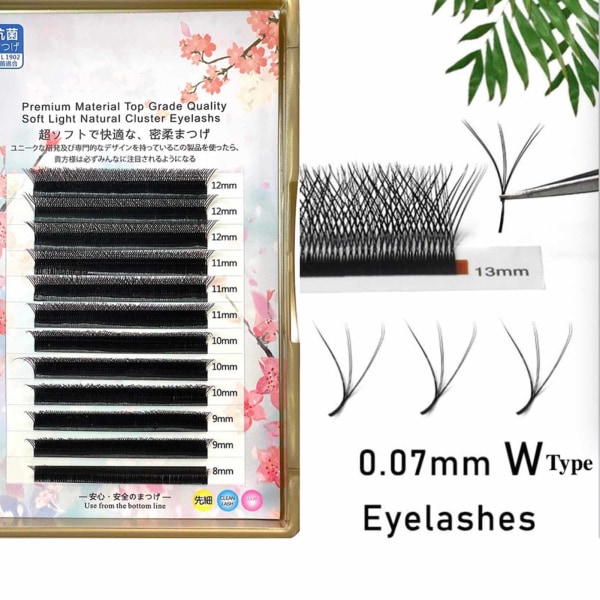 W-formade DIY lösögonfransar 3D-fransar tjocka volym långa fransar för kvinnor daglig ögonmakeup 8-12 mix warpage c 0.07