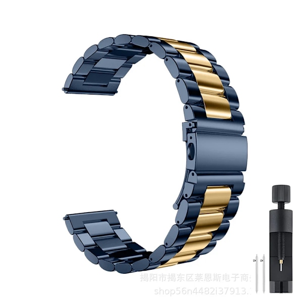 22mm 20mm Metallarmband för Samsung Galaxy Watch 7 6 5 4 40mm 44mm 46mm 5Pro 45mm Rostfritt Stål Armband för Amazfit Bip Huawei GT4 blue gold 22MM
