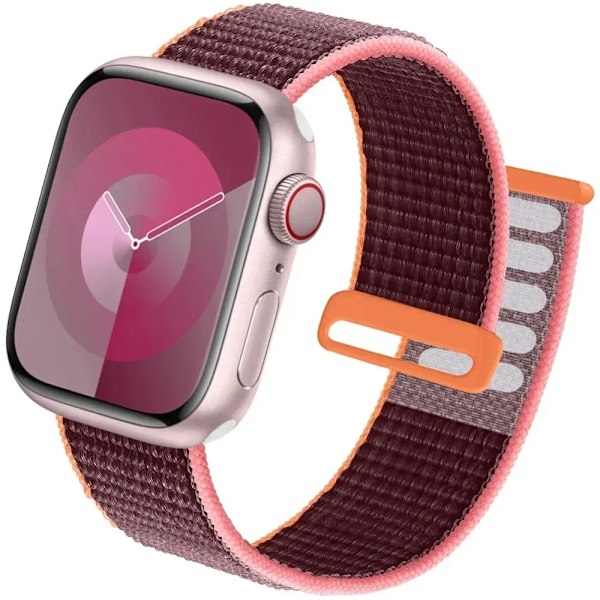 Nylon Loop för Apple Watch Armband Ultra2 49mm 44mm 40mm 45mm 41mm 42mm Armband iwatch Serie apple watch band 9 8 se 7 6 5 3 plum 64 41mm-40mm-38MM